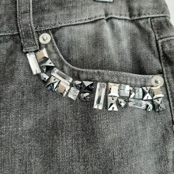 MICHAEL KORS / Jewelled Gem Pocket Cropped Skinny Jeans Grey Sz 10 - Picture 6 of 11